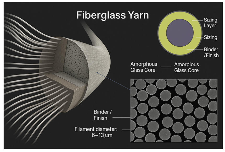 Cross-section diagram of fiberglass yarn